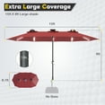 thumbnail image 2 of YODOLLA 15FT Double-Sided Patio Umbrella with Solar Lights, Rectangular Outdoor Umbrella, Red, 2 of 8