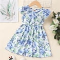 thumbnail image 3 of WIBACKER Toddler and Little Girl Floral Skater Dress Ruffle Sleeve Priness A-line Sundress 1-6 Years, 3 of 6