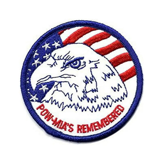 POW MIA's Remembered Eagle Head American Flag Embroidered Patch Sew or Iron AKPM204