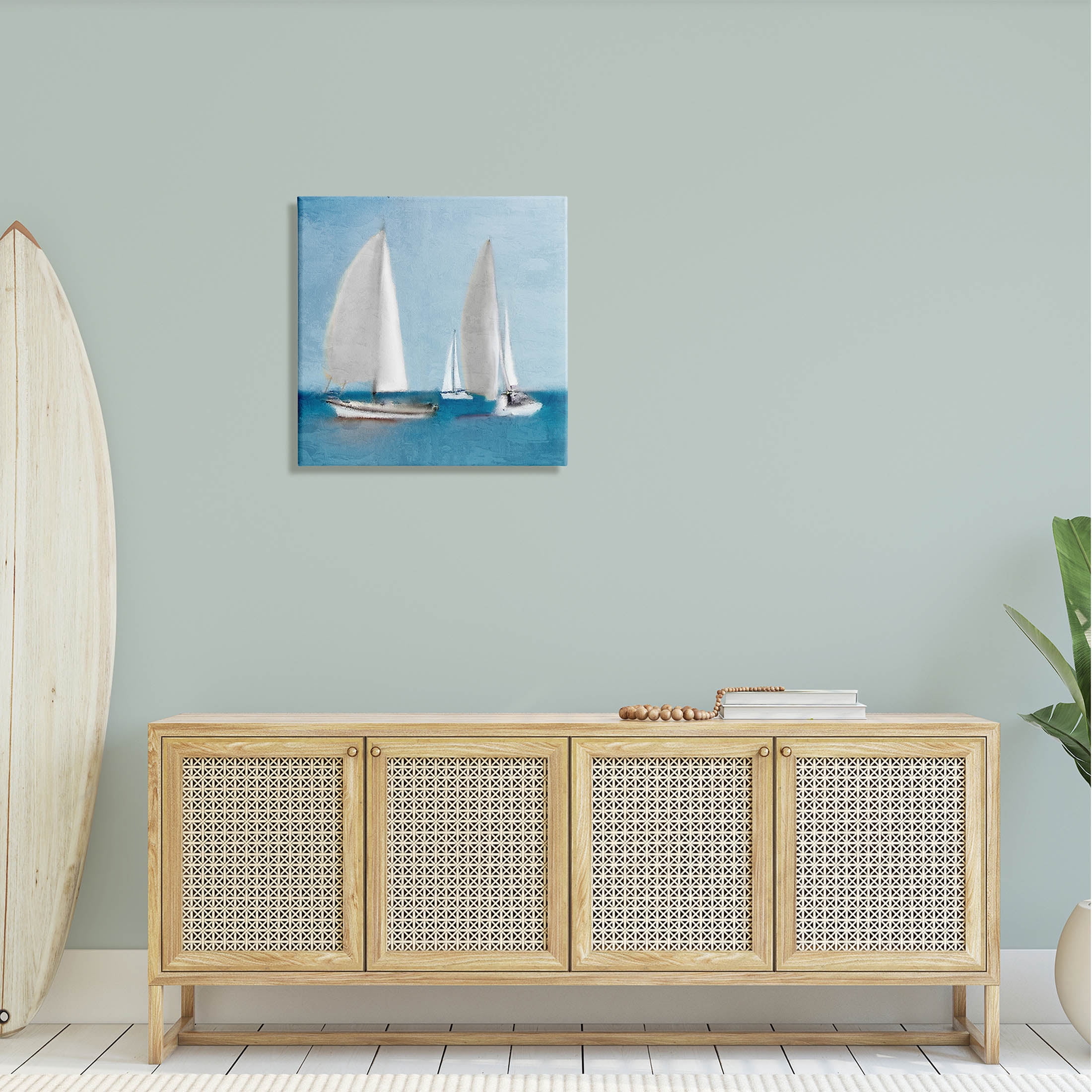 Stupell Industries Sailboats Drifting Nautical Ocean Scene Graphic Art Gallery Wrapped Canvas Print Wall Art, Design by Kim Allen