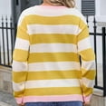 thumbnail image 6 of DondPO Womens Tops Women's 2024 Fall Winter Long Sleeve Knit Sweater Crew Neck Striped Loose Oversized Warm Soft Pullover Tops Casual Blouse Top Sweatshirt for Women Yellow L, 6 of 7