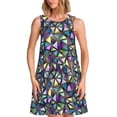 thumbnail image 1 of Fotbe Purple-Gold Triangles Vestido de Verano sin Mangas para Mujer – Vestido Midi Línea A, Estilo Camiseta Floral, Vestido Playero Casual y Fluido, 1 of 7