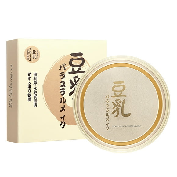 Loose Powder Soy Milk Transparent Pressed Powder Long Lasting Oil Control Face Foundation Whitening Skin Finish Concealer, Loose powder for Women