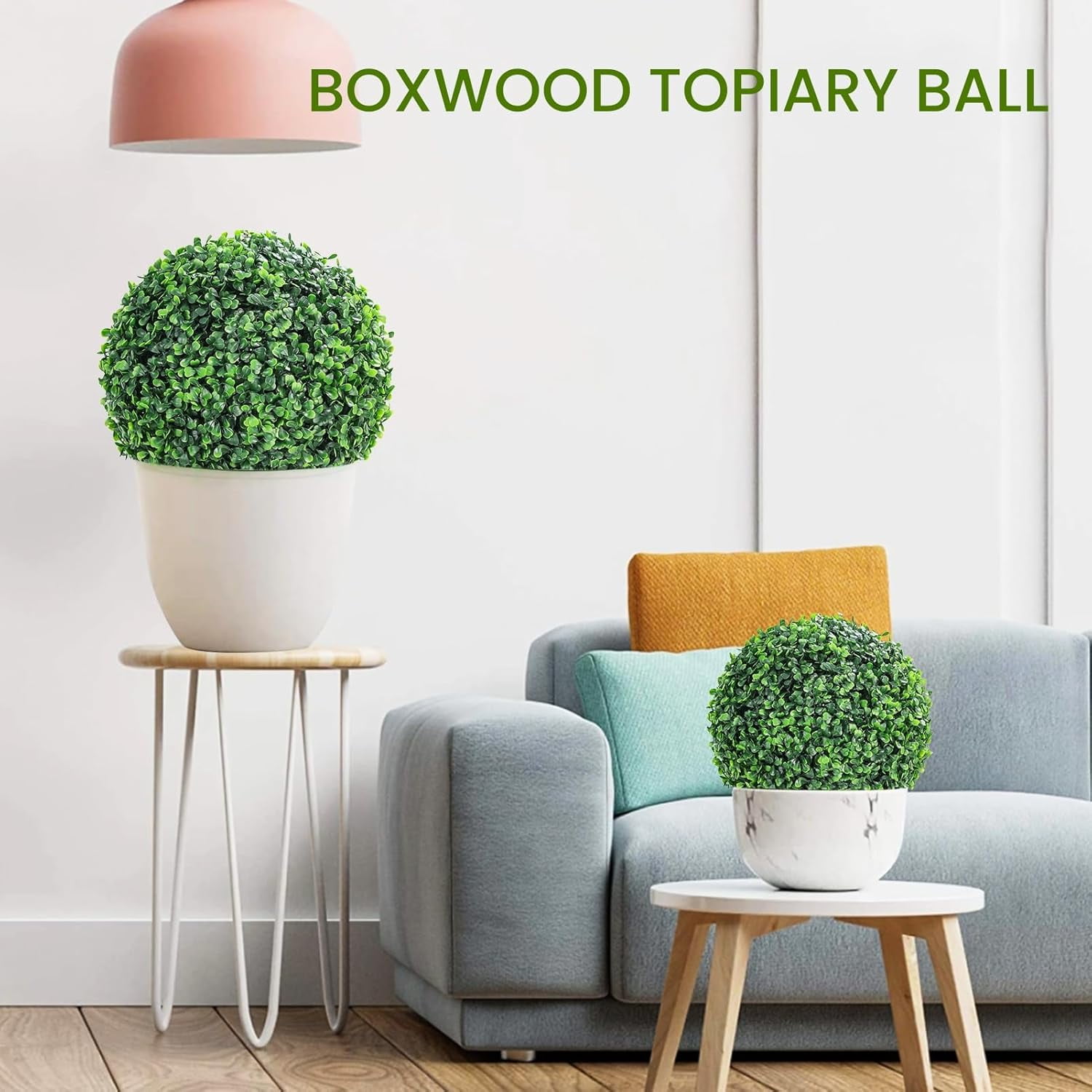 EastVita 2 Pcs 42CM Faux Boxwood Balls, Artificial Plant Topiary Balls Outdoor, Fake Green Plants Decorative Spheres for Front Porch Garden Backyard Blacony Wedding Home Decor