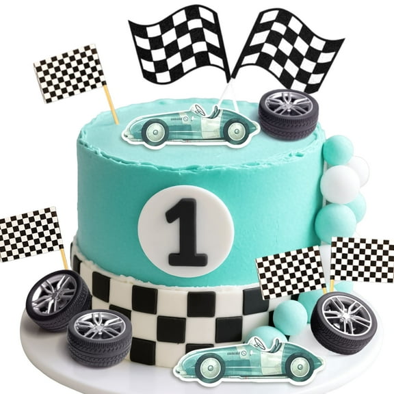 Race Car Cake Topper Set - Vintage Racing Decor for Party