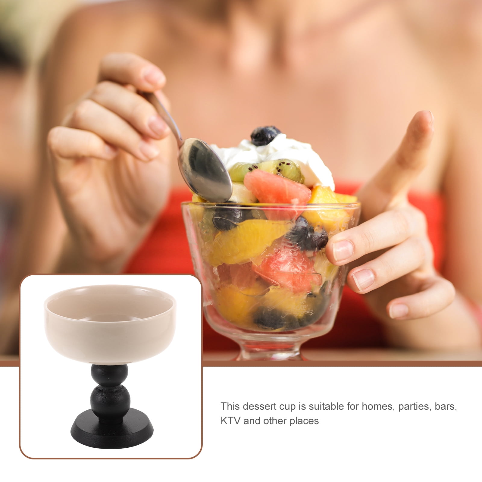 Wooden Dessert Bowl for Ice Cream and Pudding - Stylish, Cup for Serving