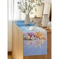 thumbnail image 5 of Coastal Landscape Table Runner, Summer Seascape Funny Starfish Conch Shadows Cotton Linen Kitchen Table Decoration Washable Dining Tabletop Runners for Home Party Decor 14x72 Inches, 5 of 9