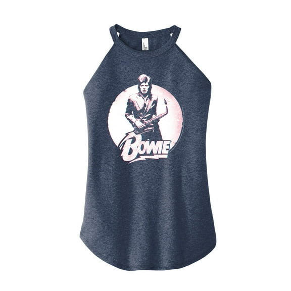 David Bowie - Bowie Distressed Circle - Juniors High Neck Tank Top