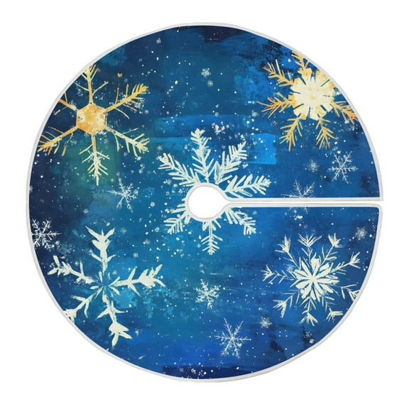 Ryvnso Christmas Tree Skirt Christmas Hand Paint Snowflakes Xmas Tree Skirts Ornament Home Decorations 35.4"