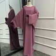 thumbnail image 5 of IBTOM CASTLE Muslim Dresses for Women, Long Sleeve Eid Islamic Prayer Jilbab Khimar Cardi Robe Middle East Maxi Abaya Dress Pink+Purple, 5 of 7