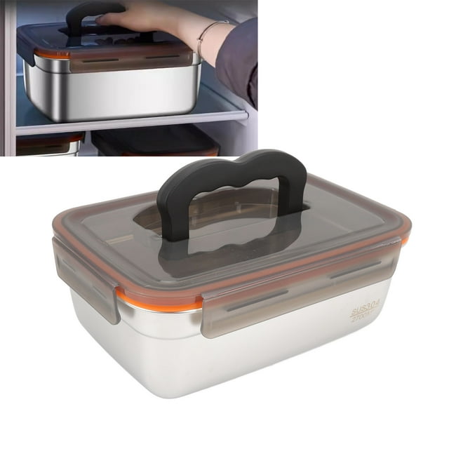 Boîte à Lunch en Acier Inoxydable 304, Récipient de Stockage Alimentaire Étanche avec Poignée pour Activités Extérieures, Récipient Alimentaire Réutilisable Scellé pour Préparation de Repas, Fruits, Collations, Réfrigération