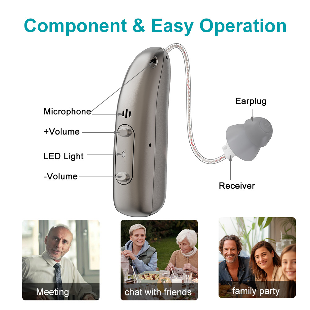 Hearing Aids, Hearing Aids for Seniors,16 Channel Rechargeable Hearing Amplifiers with Noise Cancelling, Volume Adjustment, Simple to Operate and Hear Clear Sound