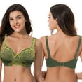thumbnail image 3 of Curve Muse Women's Plus Size Minimizer Unlined Wireless Lace Full Coverage Bras-2Pack-DEEP LICHEN GREEN,NUDE-44D, 3 of 7