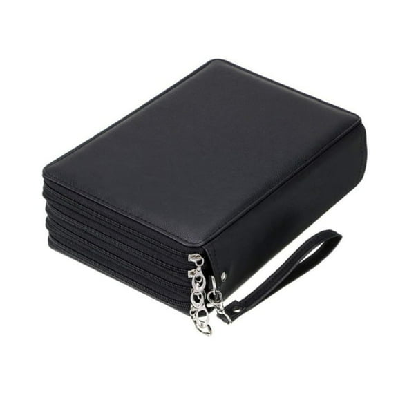 Colored Pencil Case - 200 Slots Pencil Holder with Handle Strap Large Capacity Pencil Organizer,Black Black 120 Slots