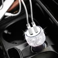 thumbnail image 1 of Dual USB Car Charger Bling Bling Handmade Rhinestones Crystal Car Decorations for Fast Charging Car Decors for iPhone, iPad Pro/Air 2/Mini, Samsung Galaxy Note 9 8 S9 S9+ LG Nexus HTC etc(White), 1 of 7