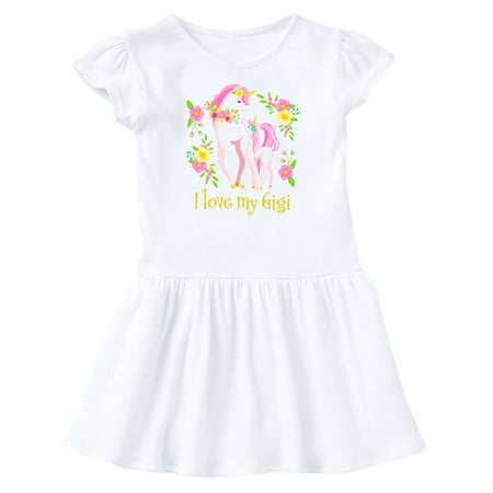 

Inktastic I Love My Gigi Unicorn with Pink and Yellow Flowers Gift Baby Girl Dress
