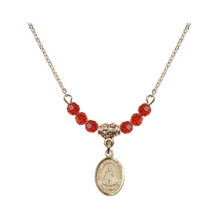 Hamilton Collection Collector Plate 18-Inch Hamilton Gold Plated Necklace with 4mm Red July Birth Month Stone Beads and Infant of Prague Charm ()