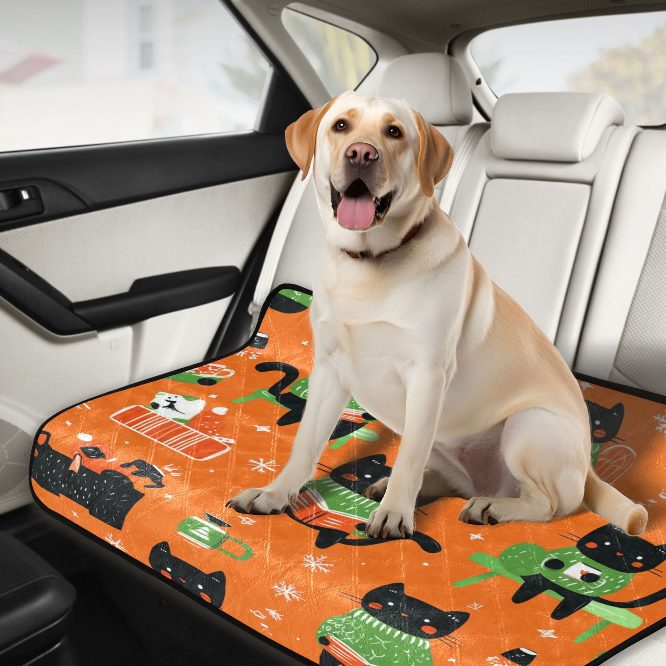 Washable Pet Pee Pads with Super Absorbent Reusable Training Pads for Dogs & Cats Cartoon Black Cats Pattern
