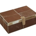 thumbnail image 5 of DecMode Handmade Cowhide Brown Leather Decorative Box with Snap Front Closure and Detailed Stitching, 2 Count, 5 of 14