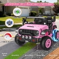 thumbnail image 5 of Farmdex 24V Ride on Toys 2-Seater Ride on Truck, 400W Ride on Cars with Remote Control, Electric Car for Kids w/ Power Display, High/Low Speed, Light Control, Bluetooth, Music, Suspension, Pink, 5 of 7