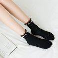 thumbnail image 2 of Women Socks Cotton Cute Socks Ruffle Socks Lace Socks With Pearls Solid Color Gift, 2 of 5