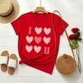 thumbnail image 2 of Riecok Heart Printed T-Shirt for Women valentines day shirts Scoop Neck Love Graphic Tee Short Sleeve Summer Comfy Casual Short Sleeve Tops Red M, 2 of 7