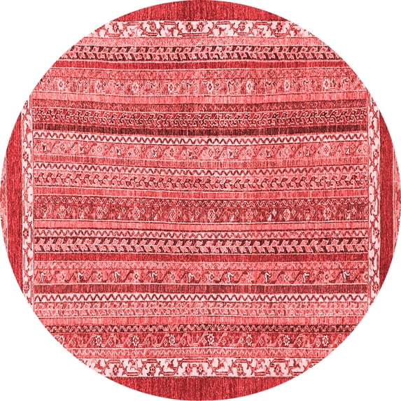 Ahgly Company Indoor Round Abstract Red Modern Area Rugs, 8' Round