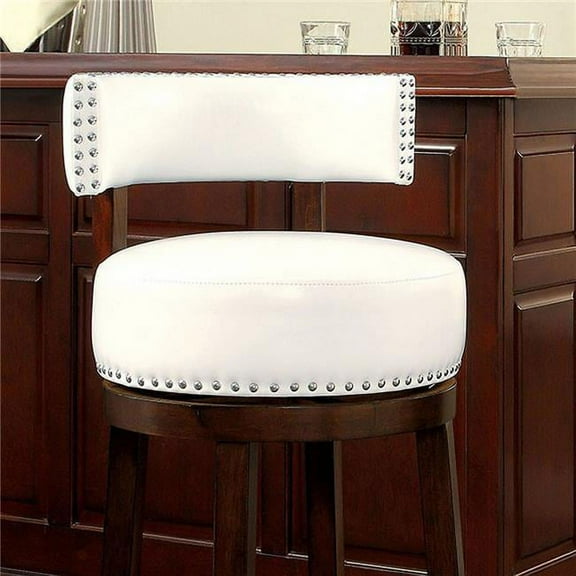Shirley 29 in. Barstool with PU Cushion, Dark Oak & White