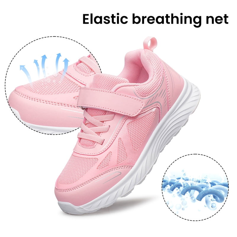 YHOON Girls Sneakers Mesh Breathable Casual Lightweight Fashion Tennis Running Sport Kids Shoes Pink Toddler Size 8