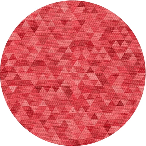 Ahgly Company Indoor Round Patterned Red Area Rugs, 4' Round