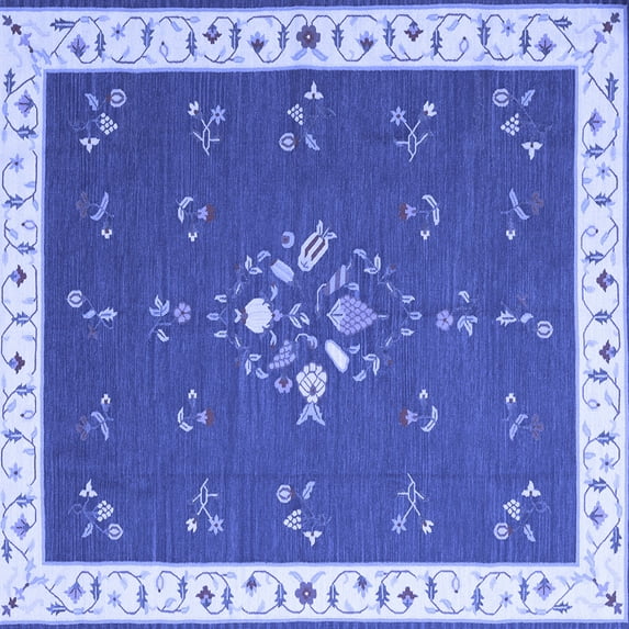 Ahgly Company Indoor Square Abstract Blue Contemporary Area Rugs, 5' Square