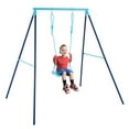thumbnail image 1 of Gymax Toddler Swing Heavy Duty Metal Swing Set w/ A Frame Adjustable Ropes Blue, 1 of 9