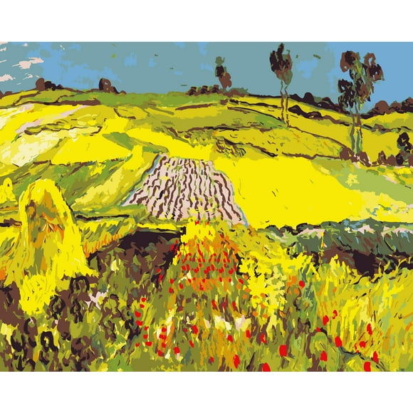 Paint by Number Kit On Canvas for Adults Beginner Van Gogh Famous Paintings DIY Acrylic Oil Painting Arts 16x20 Inch (Frameless, The Plains)