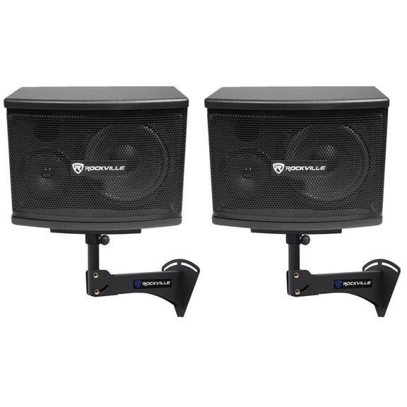 2) Rockville KPS65 6.5" 2-Way 400w Karaoke/Pro Speakers Adjustable Wall Brackets