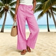 thumbnail image 2 of Oksale Plaid Pants for Women Petite Loose Wide Leg Pants with Pockets Casual Elastic Waist Gingham Pants 2026 Hot Pink M, 2 of 8