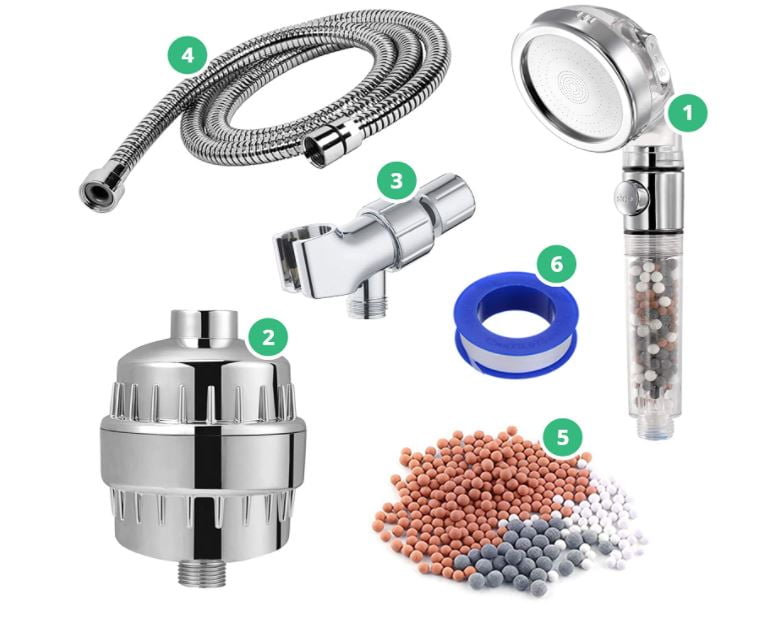 Kit StoneStream EcoPower Matte Black Handheld Showerhead and Bracket 4 pc