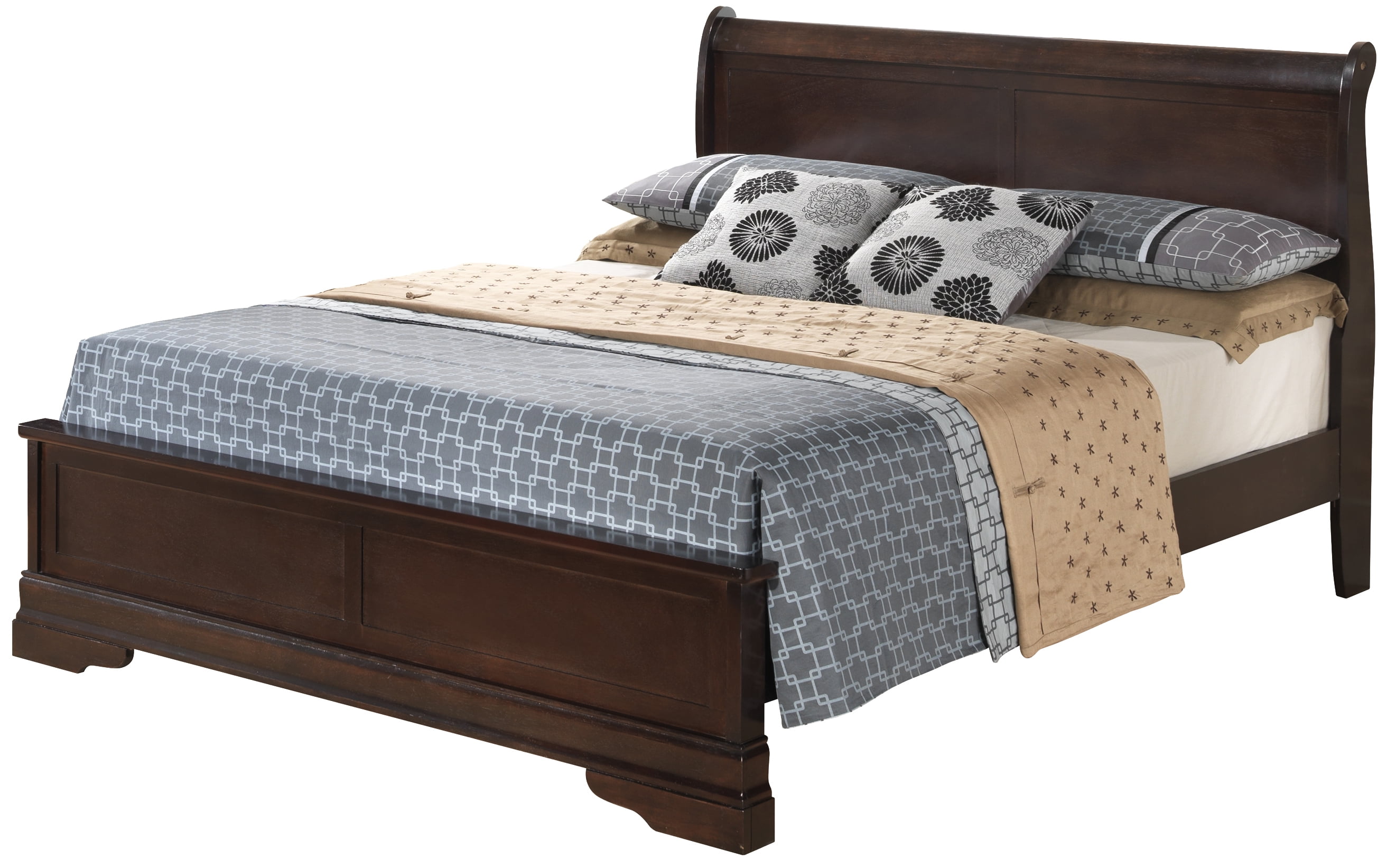 Glory Furniture Louis Phillipe Queen Bed in Cappuccino Color