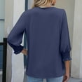 thumbnail image 6 of zbxnLI Womens 3/4 Sleeve Tops with Buttons Crew Neck Casual Blouses Smocked Cuffed Cute Tunic Shirts, 6 of 8