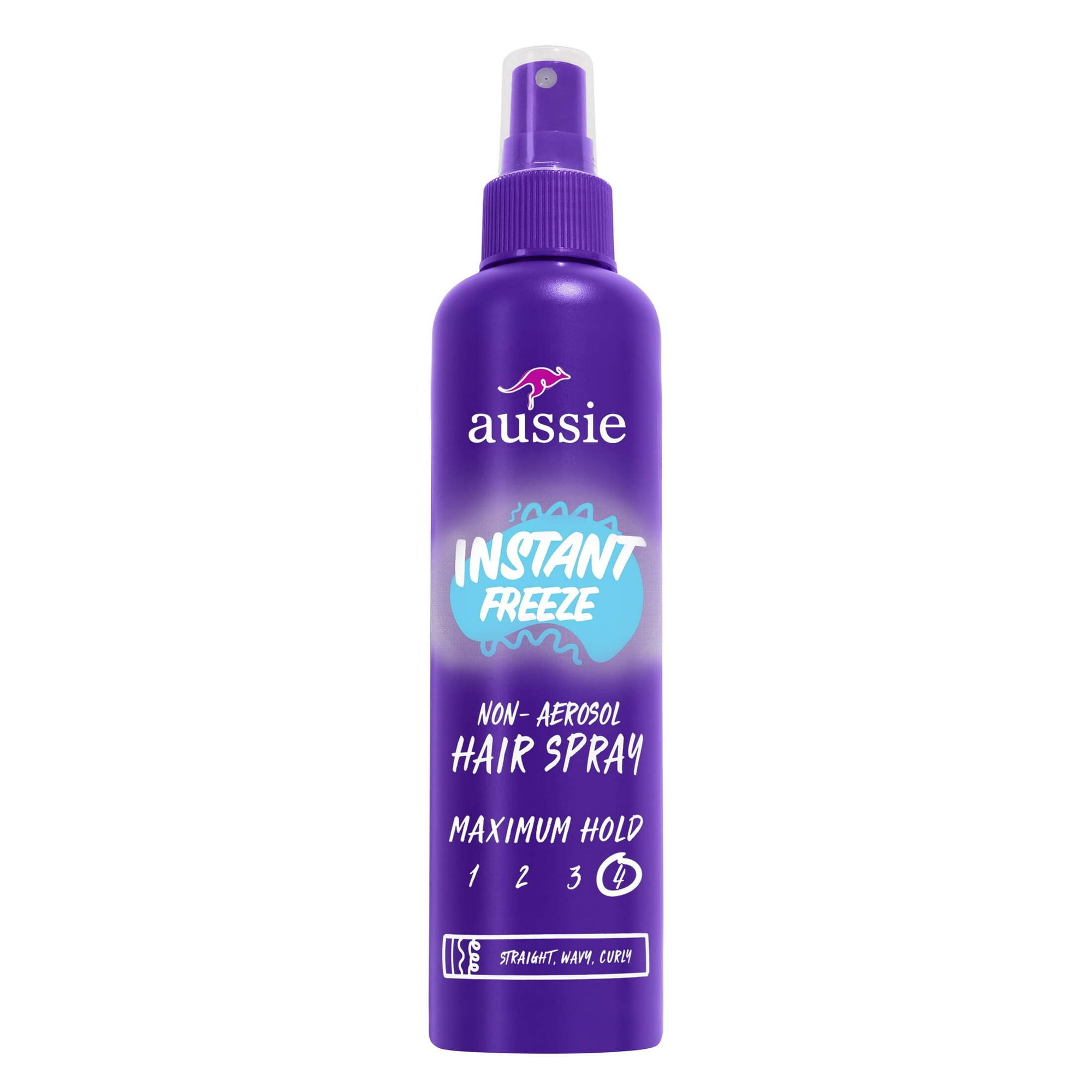 Aussie Instant Freeze Non-Aerosol Hair Spray for All Hair Types, Wavy Hair, and Straight Hair, 8.5 fl oz