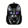 thumbnail image 2 of 1pc Personality Cat Glasses Printed Backpack, Children's Bright Color Backpack, 3D Print Backpack, Fashion Trendy Boys And Girls Backpack, Breathable Lightweight Bag, Students Schoolbag, 2 of 4