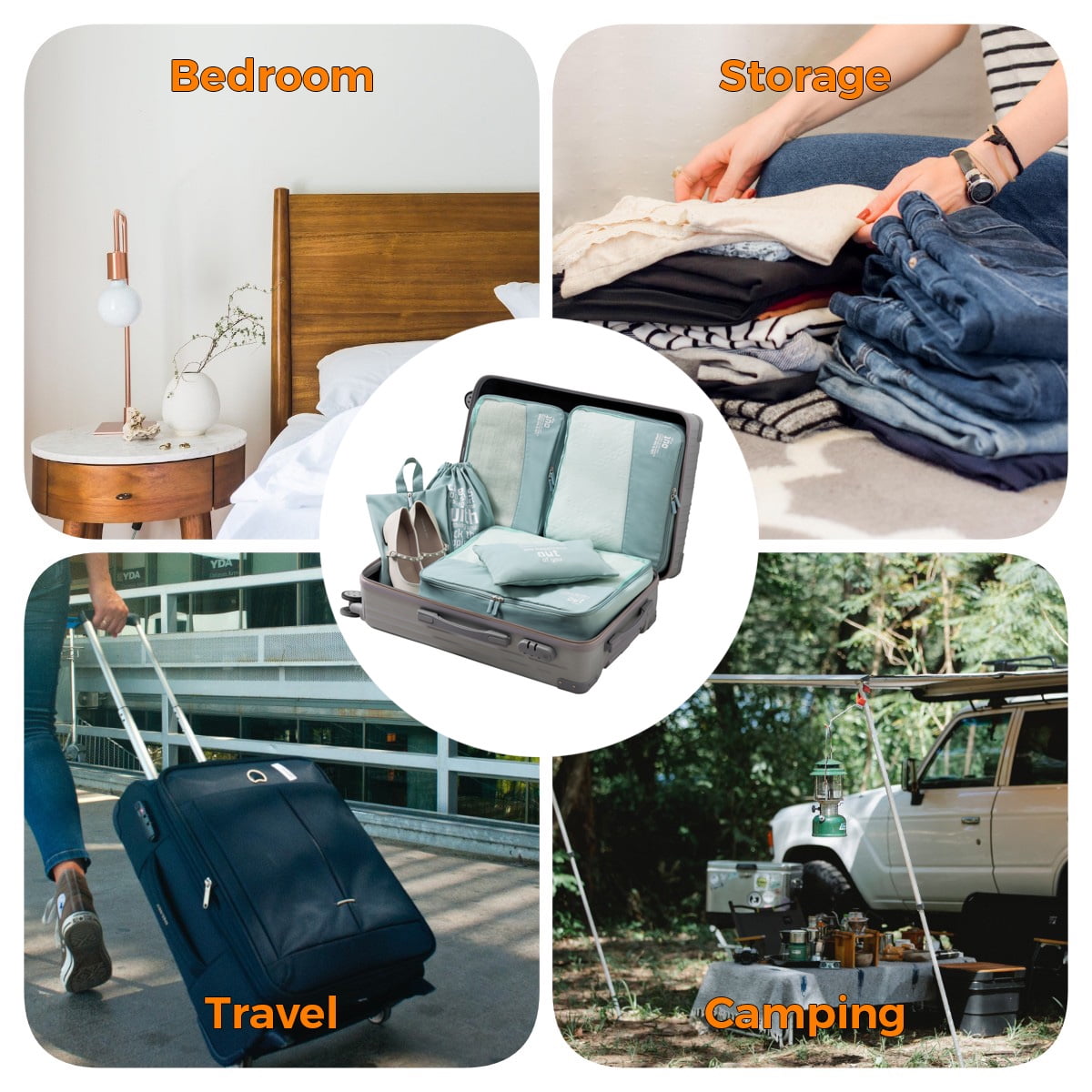 AUXDIQ 6 PCS Packing Cubes for Suitcase Travel Luggage Organizer Bags Set Packing Organizers Compression Suitcase Bag Travel Essential Bag