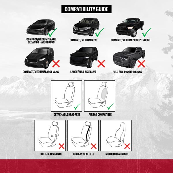 Genuine Dickies 2-Piece Quincy Pro-Grade Seat Covers for Cars, Trucks, and SUVs, Black