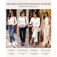 thumbnail image 6 of QUALFORT Women's 100% Cotton Cable Knit Sweater, Crew Neck Lightweight Pullover Sweater for Women, Long Sleeve Knit Top, Off-White L, 6 of 7