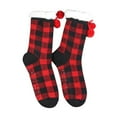 thumbnail image 2 of Jusqu'à 10 $ Chaussettes Rouges Automne Hiver Noël Noir Rouge Motif à Carreaux Peluche Isolantes Antidérapantes Chaussettes de Sol, 2 of 6