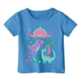 thumbnail image 1 of Hiiyo T-Shirt Dinosaure Dessin Animé pour Filles Tout-Petits Manches Courtes Col Rond T-Shirt Décontracté, 1 of 3