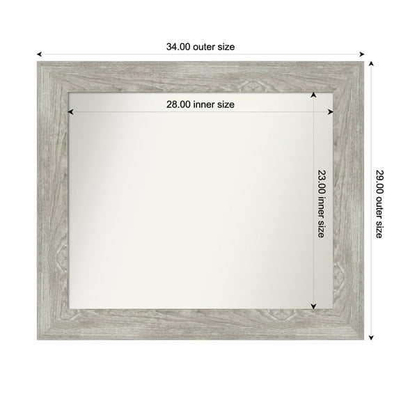 Amanti Art Custom Framed Wall and Bathroom Mirror (29 x 34 in.), Dove Greywash Frame