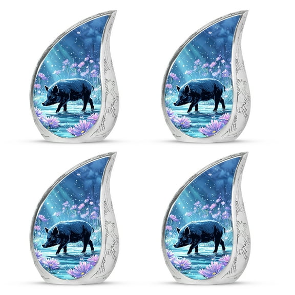 SABURIAL Pig Urn - Handcrafted Human Ashes Urn For Burial - Miniature Urns For Mom & Dad Ash - Lovely Burial Urns For Adults - 3 Inch Small Keepsake - Pack Of 4