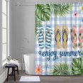 thumbnail image 5 of Enjoy Summer Beach Slippers Bathroom Shower Curtain, Ocean Flower Palm Leaf Starfish Blue Plaid Waterproof Washable Soft Bath Curtain for Bathtub Decor with 12 Hooks&Grommet, 54x78 Inch, 5 of 9