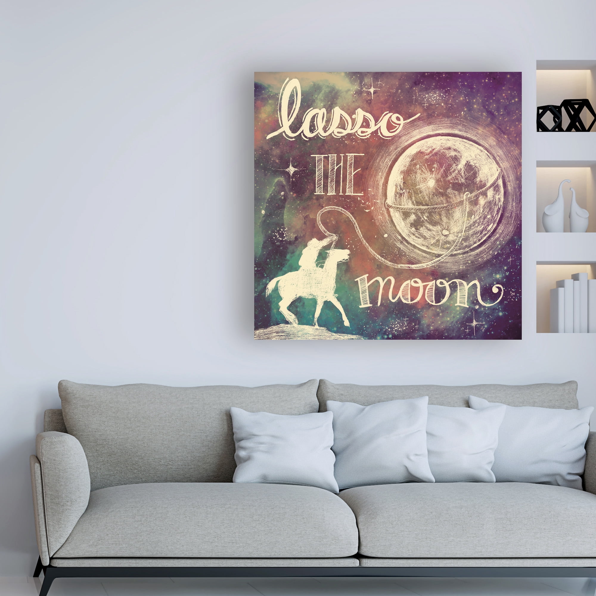 Trademark Fine Art 'Universe Galaxy Lasso the Moon' Canvas Art by Mary Urban