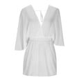 thumbnail image 5 of Women Swimsuit Crochet Coverup Long Sleeve V Neck Beach Knit Bathing Suits Cover Ups Mesh Bikini Hollow Out Dress White Free Size, 5 of 7
